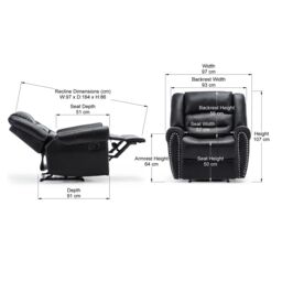 More4Homes Denver Bonded Leather Manual Recliner Stud Sofa Home Lounge Chair in Black - thumbnail 7