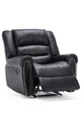 More4Homes Denver Bonded Leather Manual Recliner Stud Sofa Home Lounge Chair in Black - thumbnail 3