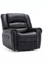 More4Homes Denver Bonded Leather Manual Recliner Stud Sofa Home Lounge Chair in Black - thumbnail 2
