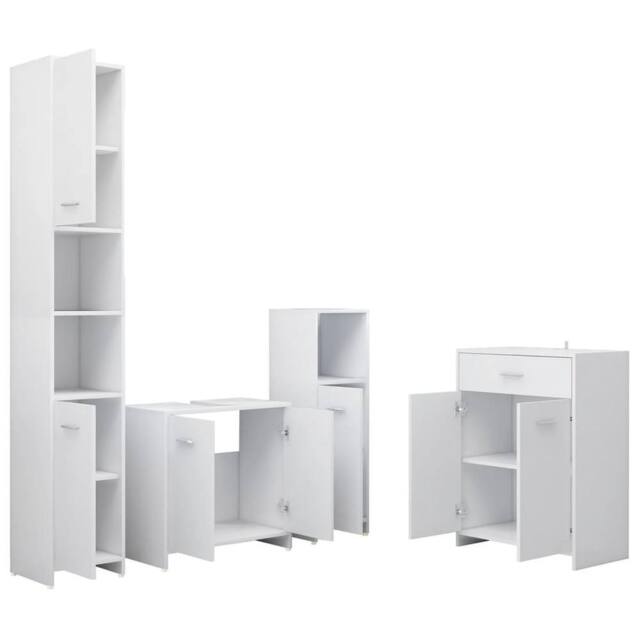 Berkfield Home Sleek 4 Piece Bathroom Furniture Set White - image 1