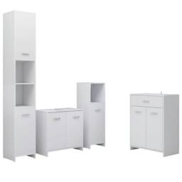 Berkfield Home Sleek 4 Piece Bathroom Furniture Set White - thumbnail 3