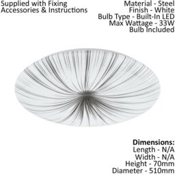 Loops Wall Flush Ceiling Light Colour White Shade White Silver Plastic Bulb LED 33W - thumbnail 2