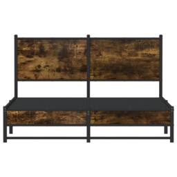 Berkfield Home Metal Bed Frame without Mattress Smoked Oak 137x190 cm in Brown - thumbnail 5