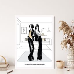 ARTZE I am Fashion Sketch Quote Style & Fashion Framed Print SIZE: A2 with White Frame in Yellow - Size: A4 - thumbnail 2