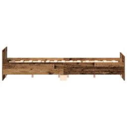 Berkfield Home Bed Frame without Mattress Old Wood 140x200cm Engineered Wood in Brown - Size: 140x200 cm - thumbnail 6