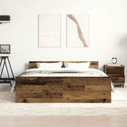 Berkfield Home Bed Frame without Mattress Old Wood 140x200cm Engineered Wood in Brown - Size: 140x200 cm - thumbnail 3