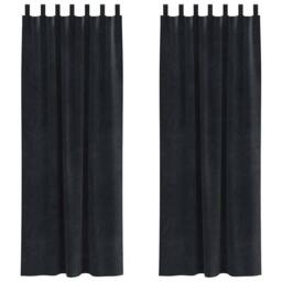 Berkfield Home Blackout Curtains with Hanging Loops 2 pcs Black Velvet - thumbnail 1
