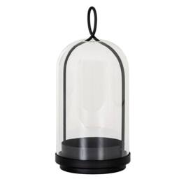 Lemon Pavilion Furniture and Decor Nysa Large Candle Holder with Glass Cloche - L15 x W15 x H35 cm Black