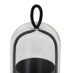 Lemon Pavilion Furniture and Decor Nysa Large Candle Holder with Glass Cloche - L15 x W15 x H35 cm Black - thumbnail 3