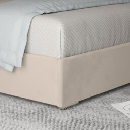 KDMD George Upholstered Soft Velvet Metal Designer Bed Frame in Cream - Size: Single - thumbnail 4