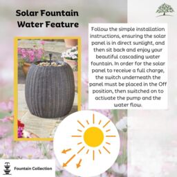 Marco Paul 43cm Grey Rattan Bowl with Pebbles Solar Water Fountain - thumbnail 5