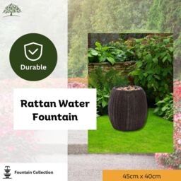 Marco Paul 43cm Grey Rattan Bowl with Pebbles Solar Water Fountain - thumbnail 4