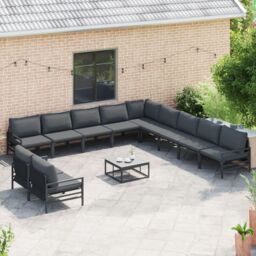 Berkfield Home Garden Sofa Set 11 pcs Anthracite Steel - thumbnail 3