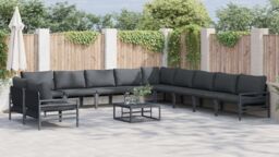 Berkfield Home Garden Sofa Set 11 pcs Anthracite Steel - thumbnail 4