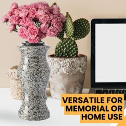 Novecrafto Granite Memorial Vase for Flowers - Solid Stone for Cemetery or Garden in Grey - thumbnail 5