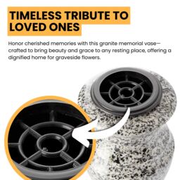 Novecrafto Granite Memorial Vase for Flowers - Solid Stone for Cemetery or Garden in Grey - thumbnail 4