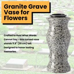 Novecrafto Granite Memorial Vase for Flowers - Solid Stone for Cemetery or Garden in Grey - thumbnail 7