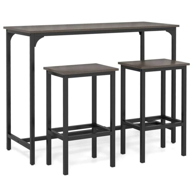 "KORVIXA 47.5"" Counter-Height Kitchen Table & 2 Bar Stools in Dark Grey - Size: 100 cm x 100 cm" - image 1