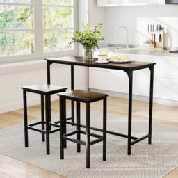 "KORVIXA 47.5"" Counter-Height Kitchen Table & 2 Bar Stools in Dark Grey - Size: 100 cm x 100 cm" - thumbnail 3