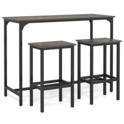 "KORVIXA 47.5"" Counter-Height Kitchen Table & 2 Bar Stools in Dark Grey - Size: 100 cm x 100 cm"
