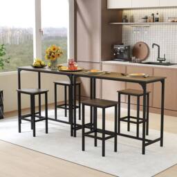 "KORVIXA 47.5"" Counter-Height Kitchen Table & 2 Bar Stools in Dark Grey - Size: 100 cm x 100 cm" - thumbnail 5