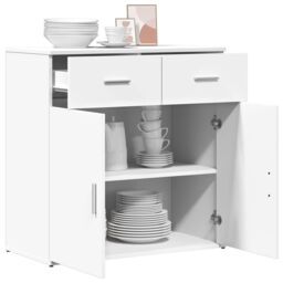 Berkfield Home Sideboard White 79x38x80 cm Engineered Wood - Size: 79 x 38 x 80 cm - thumbnail 4