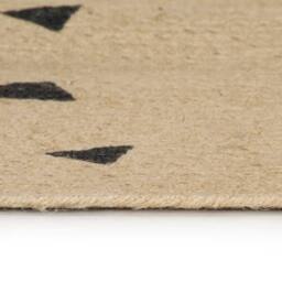 Berkfield Home Handmade Rug Jute with Triangle Print 120 cm in Natural - Size: 100 cm diameter - thumbnail 1