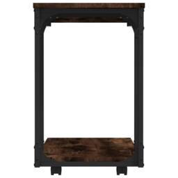 Berkfield Home Side Table with Wheels Smoked Oak 50x35x55.5cm Engineered Wood in Brown - Size: 50x35x55.5 cm - thumbnail 6