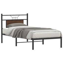 Berkfield Home Bed Frame without Mattress Brown Oak 90x190 cm Single Engineered Wood - thumbnail 1