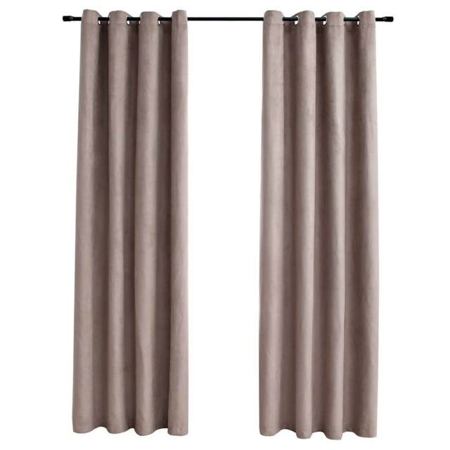 Berkfield Home Blackout Curtains with Metal Rings 2 pcs Taupe 140x175 cm - image 1