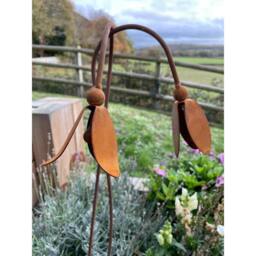Poppyforge Open Snowdrop Garden Art (Pack of 3) - Steel - W6 x H100 cm in Brown