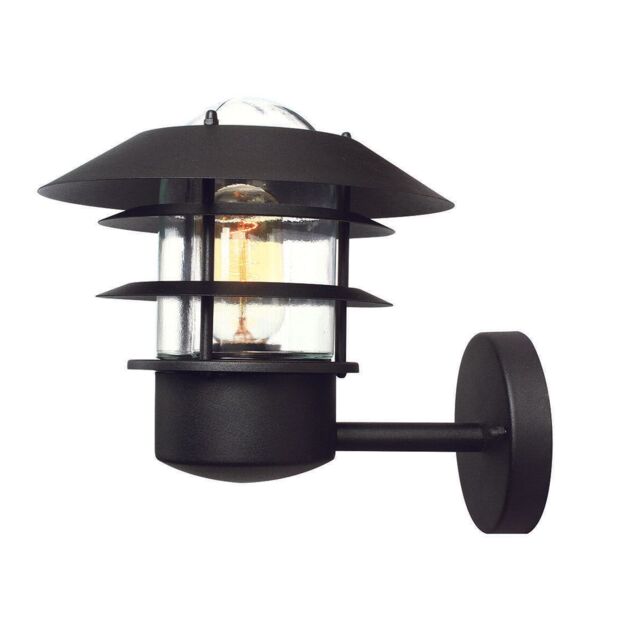 Loops Outdoor IP44 Wall Light Sconce Black LED E27 60W Bulb Outside External d01141