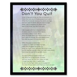 "Artery8 Wall Art Print Don't You Quit Poem Blue Green Watercolour Motivation Typography Quote Art Framed - Size: W12"" x H16""" - thumbnail 1