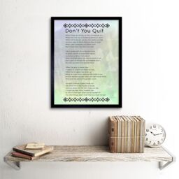 "Artery8 Wall Art Print Don't You Quit Poem Blue Green Watercolour Motivation Typography Quote Art Framed - Size: W12"" x H16""" - thumbnail 2
