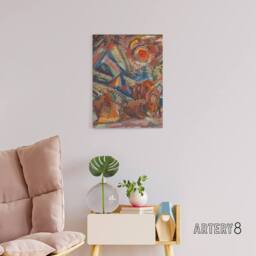 "Artery8 A Rest Abstract Colourful Painting Kubincan Canvas Wall Art - Size: W24"" x H32""" - thumbnail 3