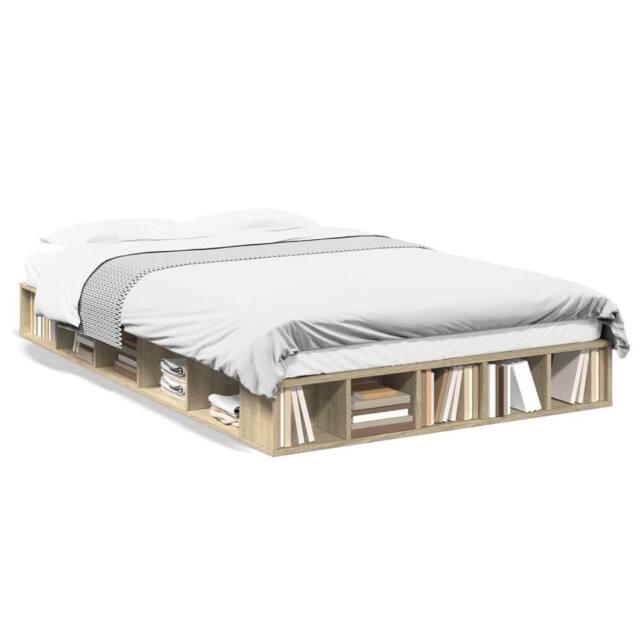 Berkfield Home Bed Frame without Mattress Sonoma Oak 120x200 cm in Light Brown - Size: Small Double - image 1
