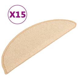 Berkfield Home Comfortable Carpet Stair Treads 15 pcs Cream 65x21x4 cm - Size: Medium - thumbnail 3
