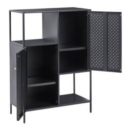 Wyld and Coco Black Powder-Coated Steel 6-Shelf Office Storage Cabinet - thumbnail 5