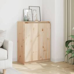 Berkfield Home Sideboard 60x36x84 cm Solid Pinewood in Natural - Size: 60 x 36 x 84 cm - thumbnail 2