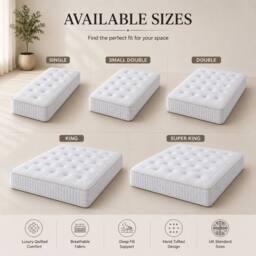Stratus Interiors Cashmere Luxury Hybrid Spring & Foam Mattress - Medium Firm in White - Size: King - thumbnail 6