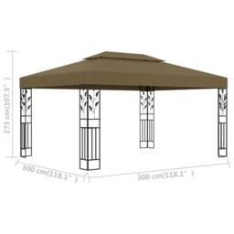 Berkfield Home Gazebo with Double Roof 3x4 m Taupe 180 g/m ² - thumbnail 6