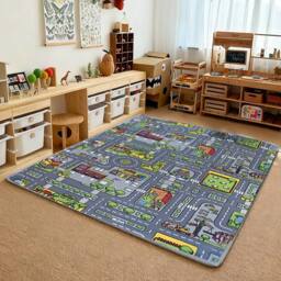 Ventryn 80x120cm Kids City Road Map Play Rug Village Mat - Size: 100 cm x 180 cm - thumbnail 6