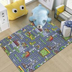 Ventryn 80x120cm Kids City Road Map Play Rug Village Mat - Size: 100 cm x 180 cm - thumbnail 4