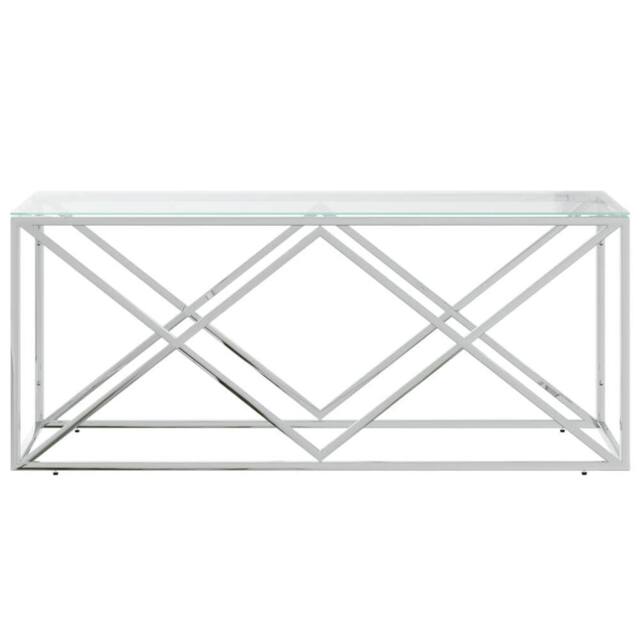 Berkfield Home Decorative Coffee Table 110x45x45 cm Stainless Steel & Glass in Silver - Size: 110 x 45 x 45 cm - image 1