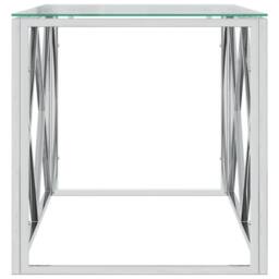 Berkfield Home Decorative Coffee Table 110x45x45 cm Stainless Steel & Glass in Silver - Size: 110 x 45 x 45 cm - thumbnail 4
