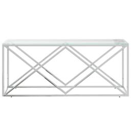 Berkfield Home Decorative Coffee Table 110x45x45 cm Stainless Steel & Glass in Silver - Size: 110 x 45 x 45 cm - thumbnail 1