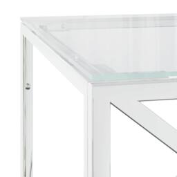 Berkfield Home Decorative Coffee Table 110x45x45 cm Stainless Steel & Glass in Silver - Size: 110 x 45 x 45 cm - thumbnail 5