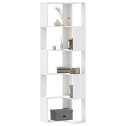 Berkfield Home Corner Bookcase 5-Tier White 50x50x179 cm Engineered Wood - Size: 50 x 50 x 179 cm - thumbnail 1