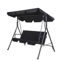 BARGAINS-GALORE 3 Seater Garden Swing Chair Black Seat Hammock Swinging Metal Seat - thumbnail 1