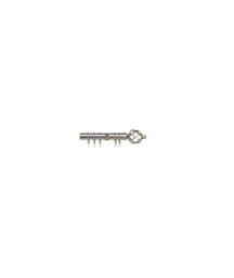 New Edge Blinds 25-28mm Cage End Metal Curtain Pole Set - Satin Silver - Size: 200 cm - 380 cm - thumbnail 1
